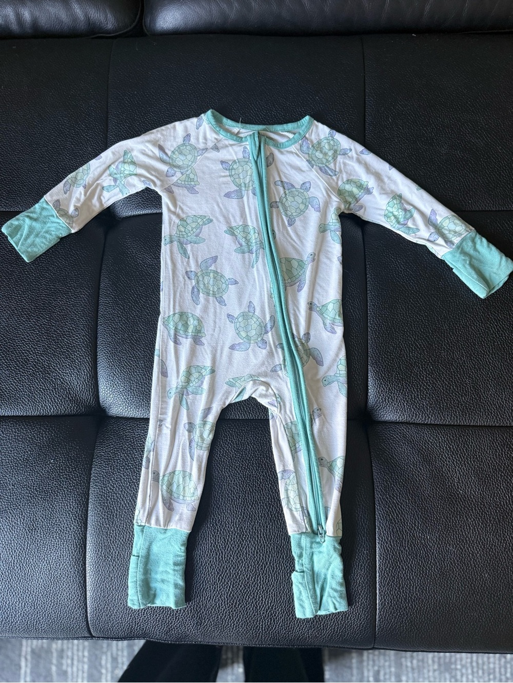 Caden lane Turtle Print blue Zip Front Kids One-Piece